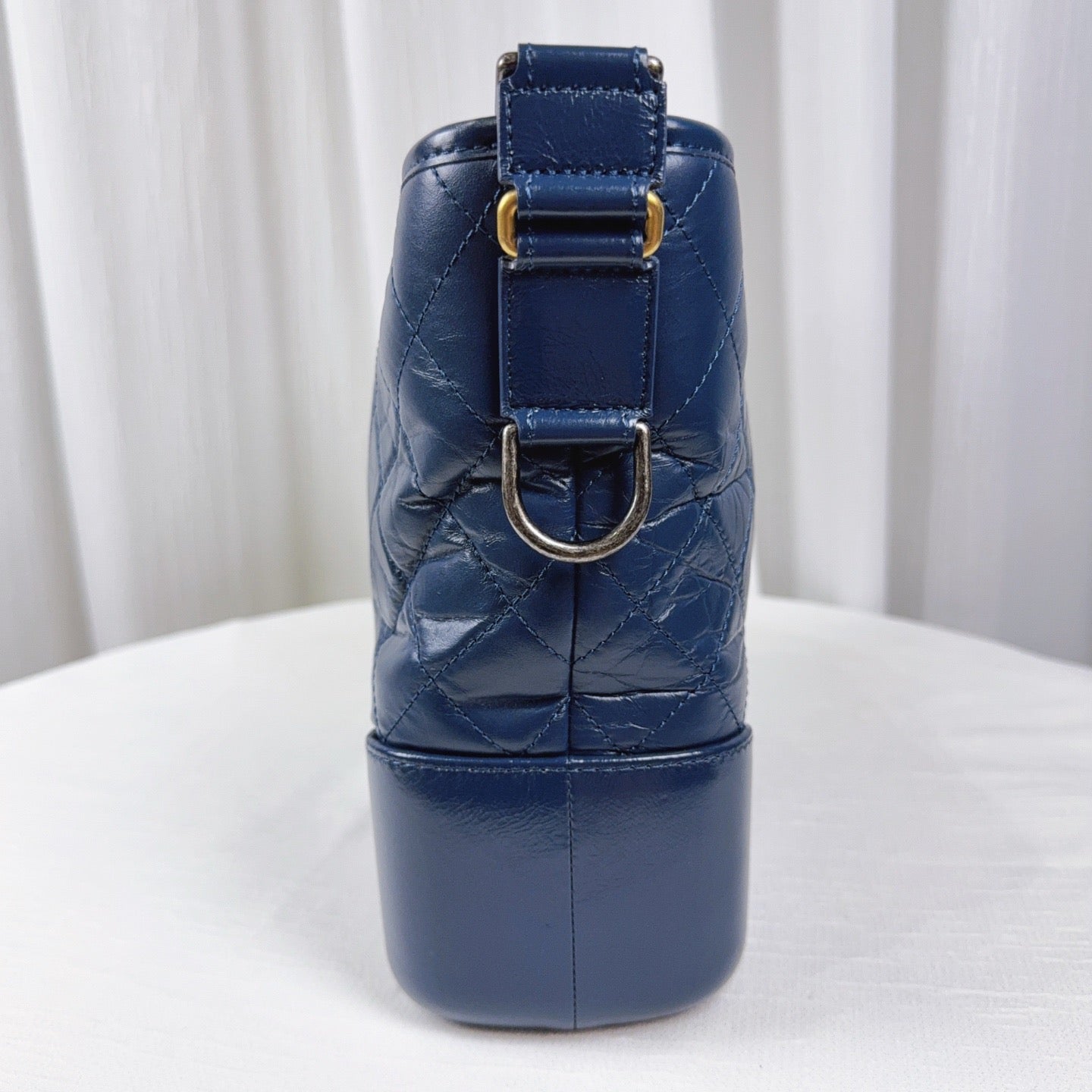 98% NEW - CHANEL Medium Gabrielle Black Calfskin Hobo Bag with Gold & Silver Hardware 28 x 10 x 23 cm