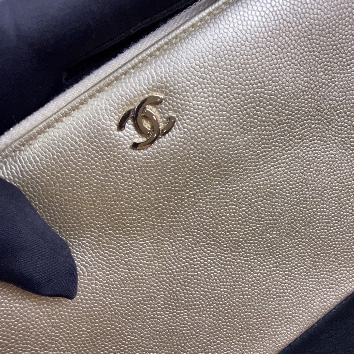 90% NEW - CHANEL Beige & Black Lambskin Clutch with Gold Hardware 34 x 2 x 24 cm