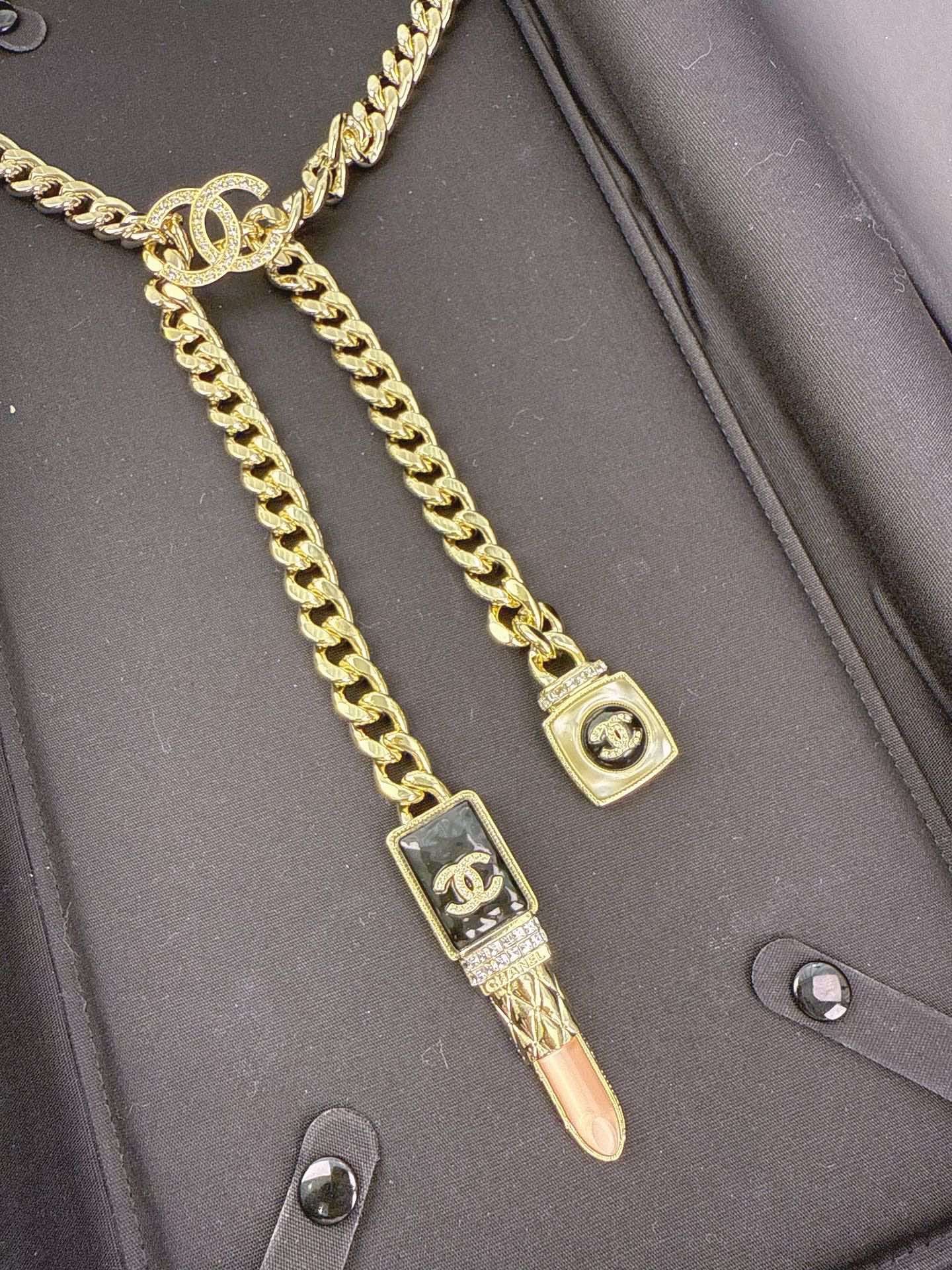 100% NEW - CHANEL Gold Lipstick Perfume Bottle Pendant Necklace
