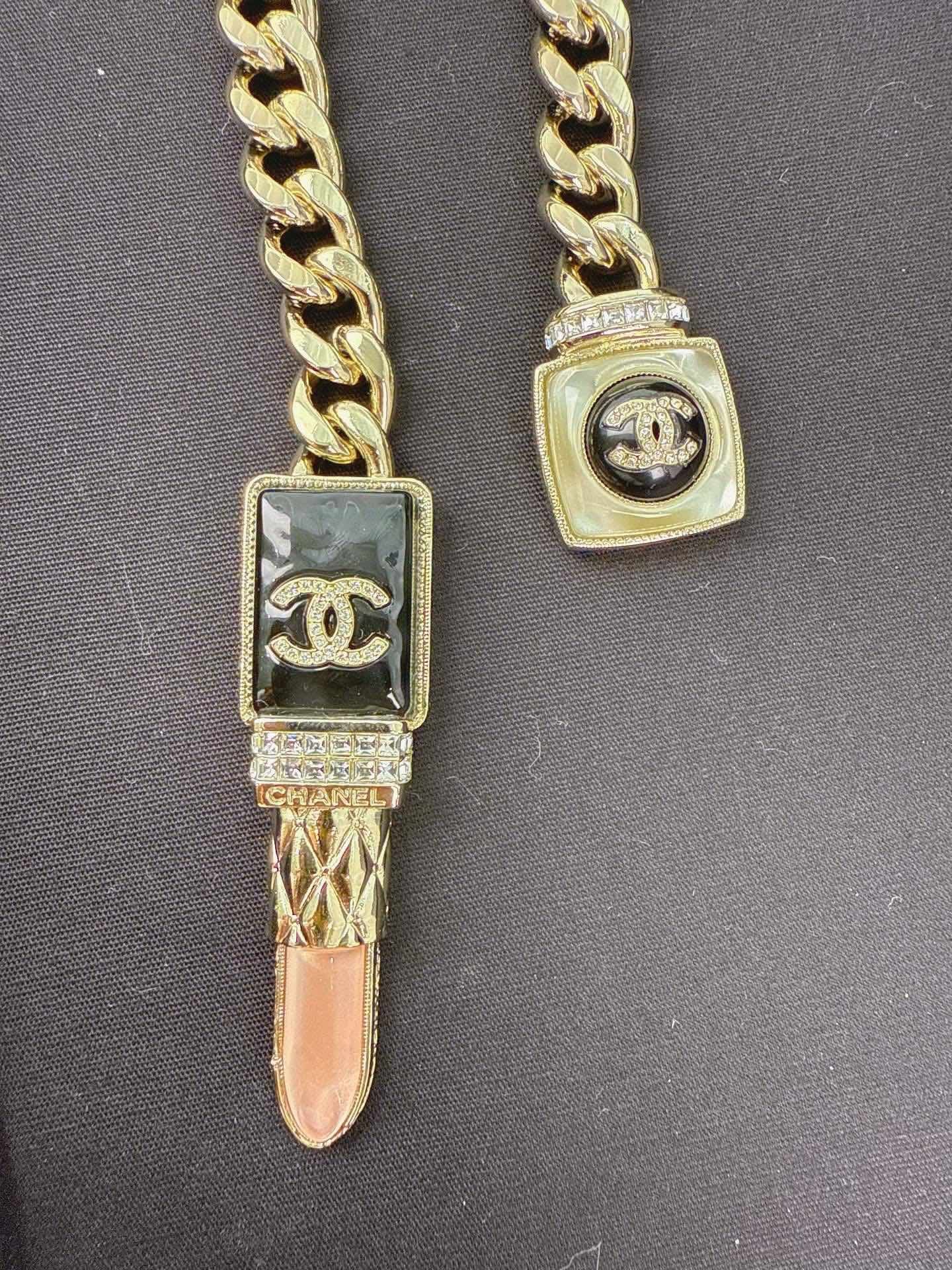 100% NEW - CHANEL Gold Lipstick Perfume Bottle Pendant Necklace