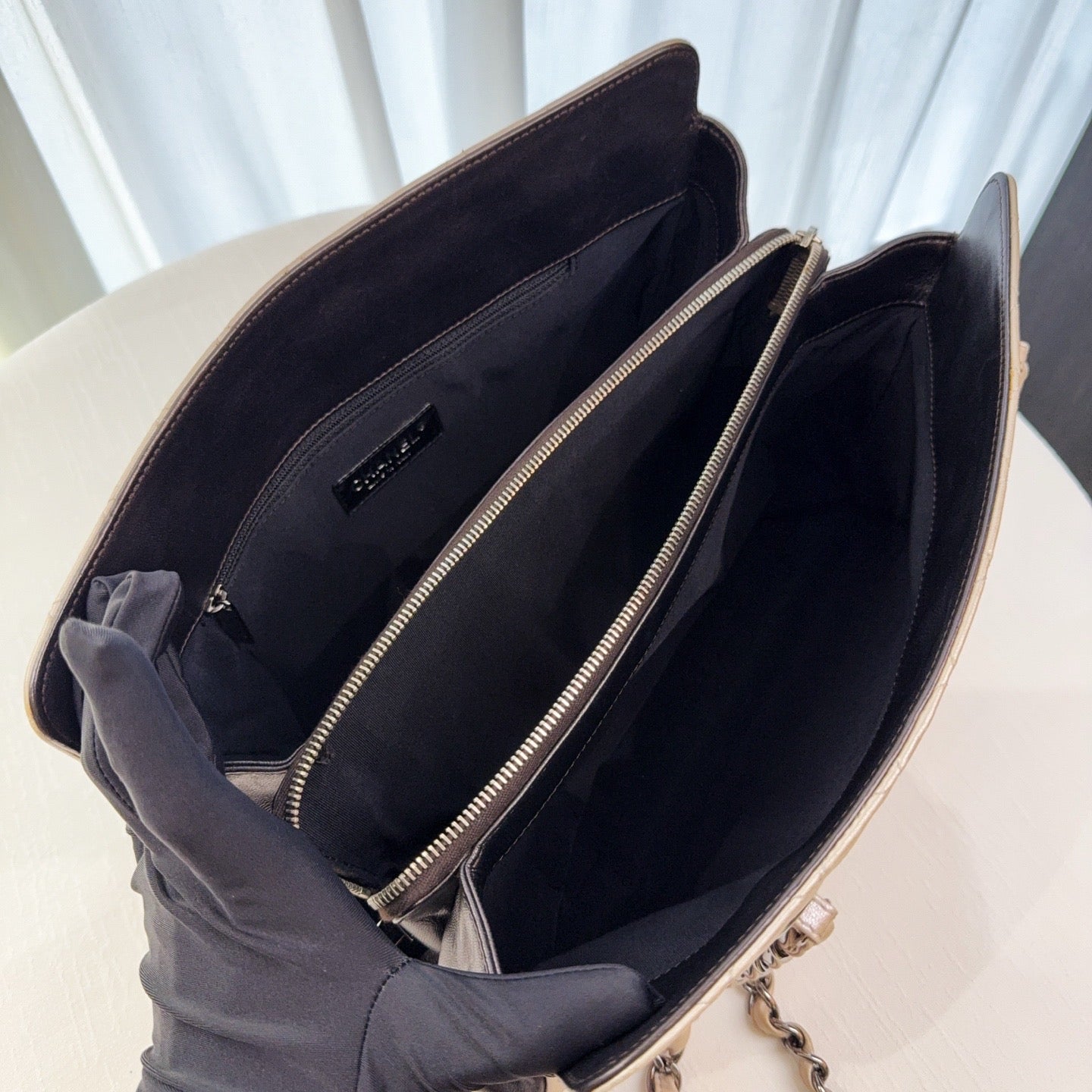 97% NEW - CHANEL GST Medium Black & White Caviar Leather Tote with Silver Hardware 32 x 10 x 20 cm