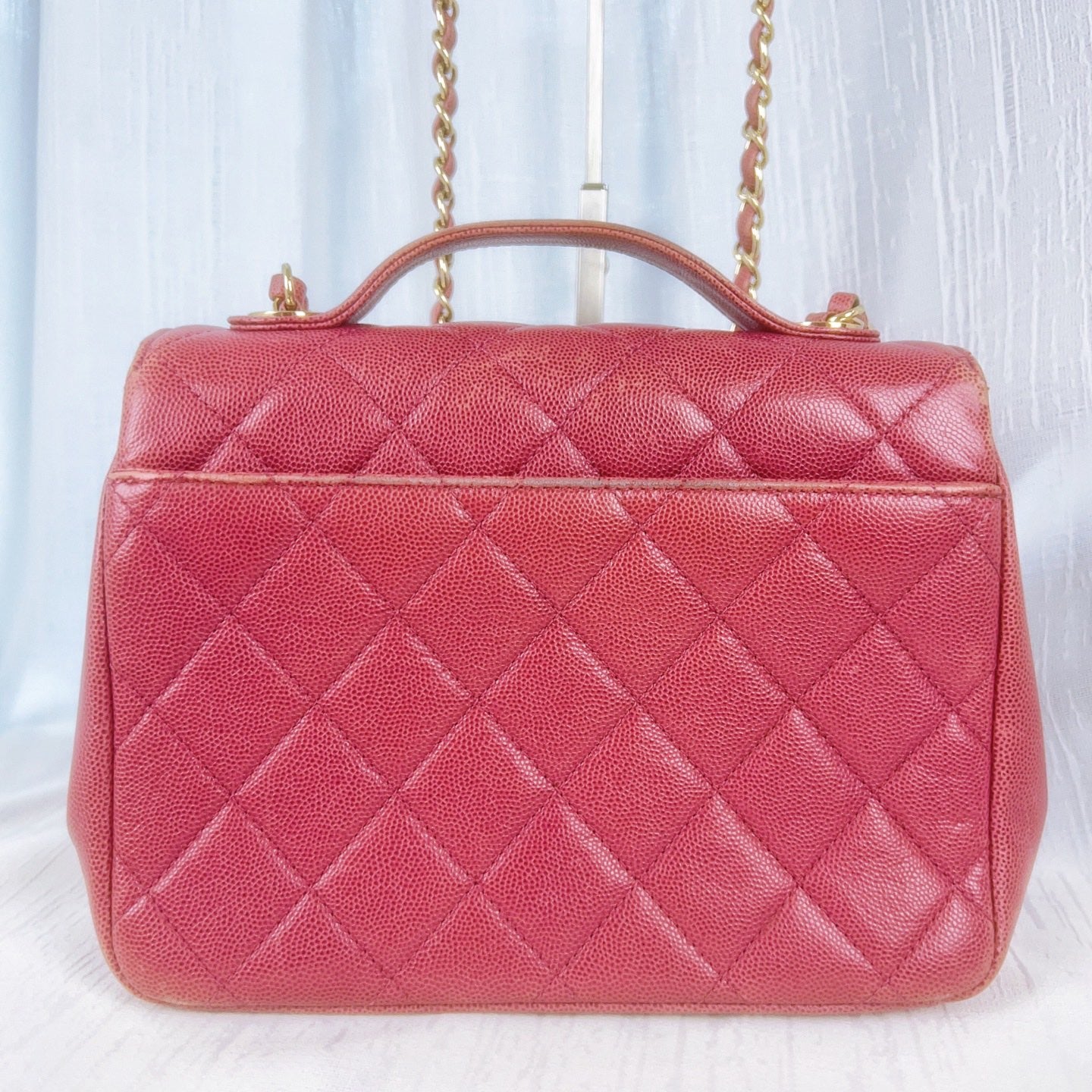 85% NEW - CHANEL Affinity Postman Bag in Rose Beige Caviar Leather with Gold Hardware 22×9×17cm