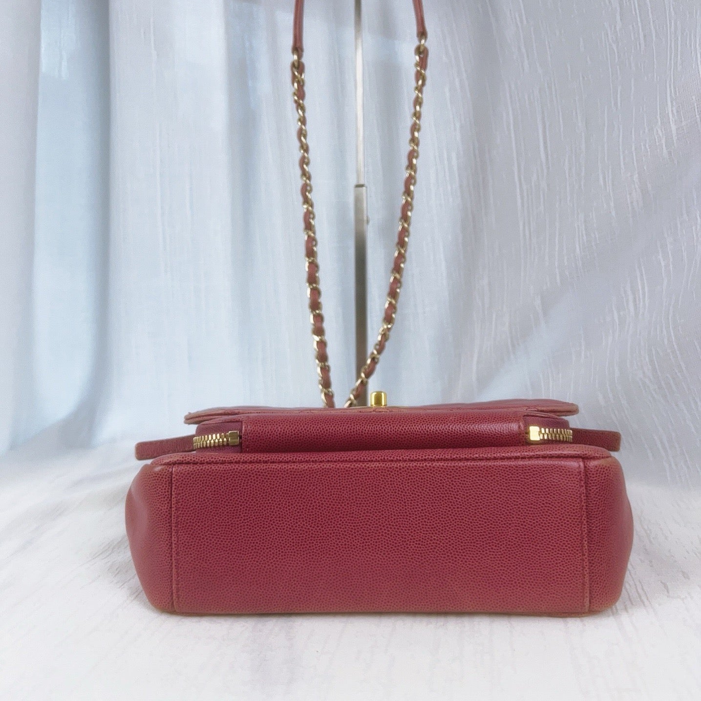 85% NEW - CHANEL Affinity Postman Bag in Rose Beige Caviar Leather with Gold Hardware 22×9×17cm