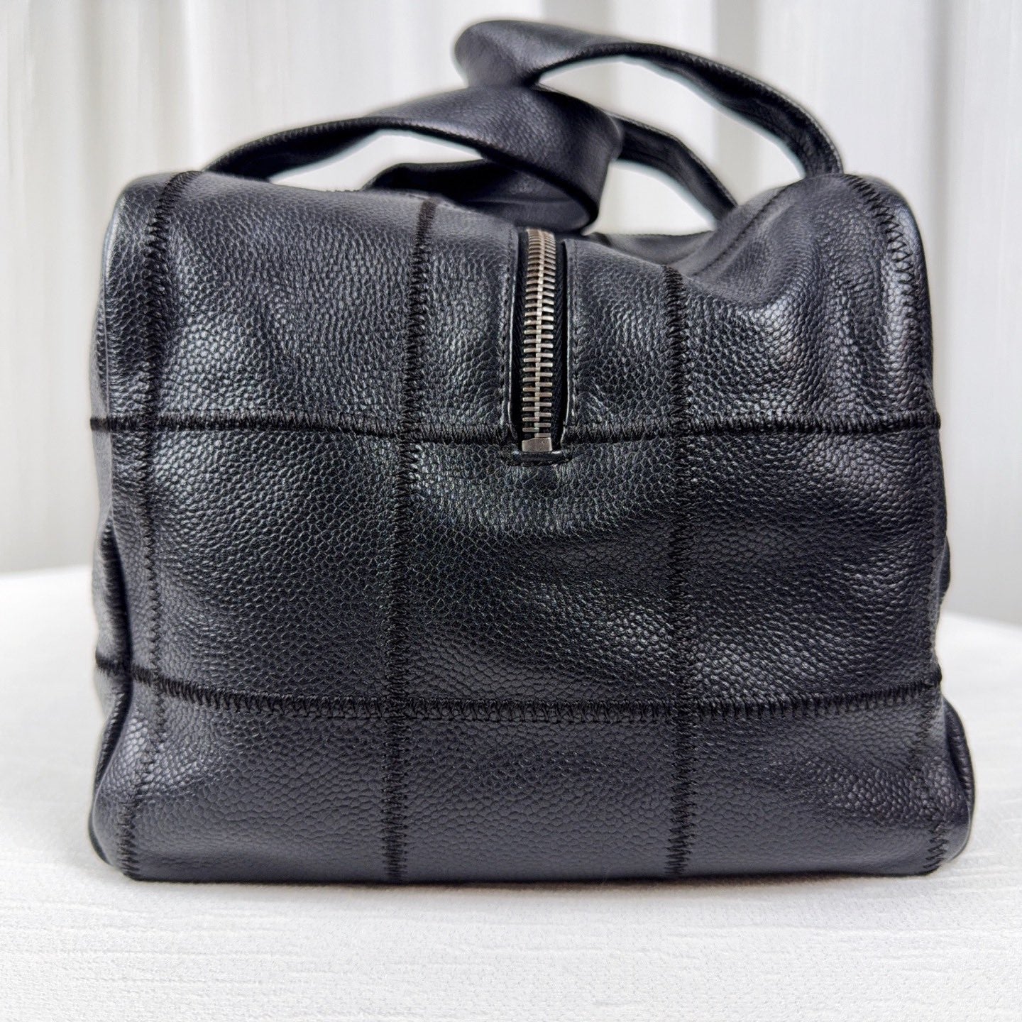 98% NEW - CHANEL Vintage Quilted Caviar Leather Toaster Bag Black with Metal Hardware Medium Size 29x20x17cm