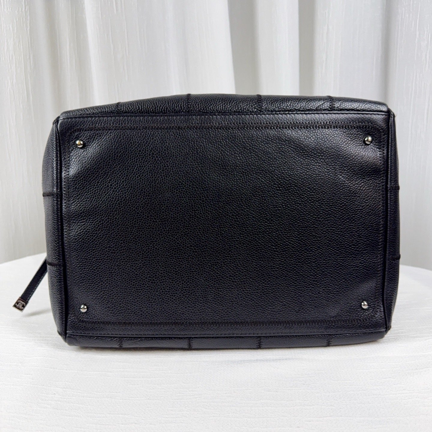 98% NEW - CHANEL Vintage Quilted Caviar Leather Toaster Bag Black with Metal Hardware Medium Size 29x20x17cm