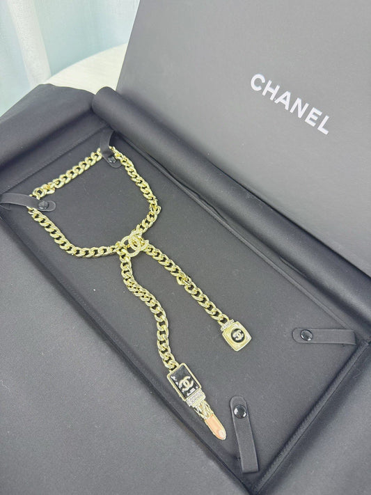 100% NEW - CHANEL Gold Lipstick Perfume Bottle Pendant Necklace